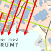 Illustrasjon av Namsos sentrum med teksten "Hva skjer med sentrum?"