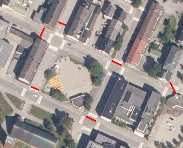 Kart: Herlaugs gate stenges fra Carl Gulbrandsonsgate til Kirkegata.  Abel Meyers gate stenges fra Herlaugs gate til Bråholmgata. - Klikk for stort bilde