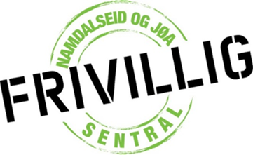 Logo frivilligsentralen med sort og grønn skrift