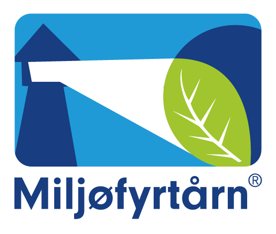 Logo som viser et fyrtårn som lyser på et grønt blad. - Klikk for stort bilde